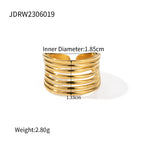 Wide gold-tone stainless steel open ring dimensions