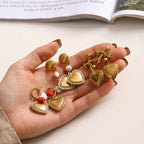 Gold-Tone Heart Stainless Steel Earring Collection — wholesale view 1