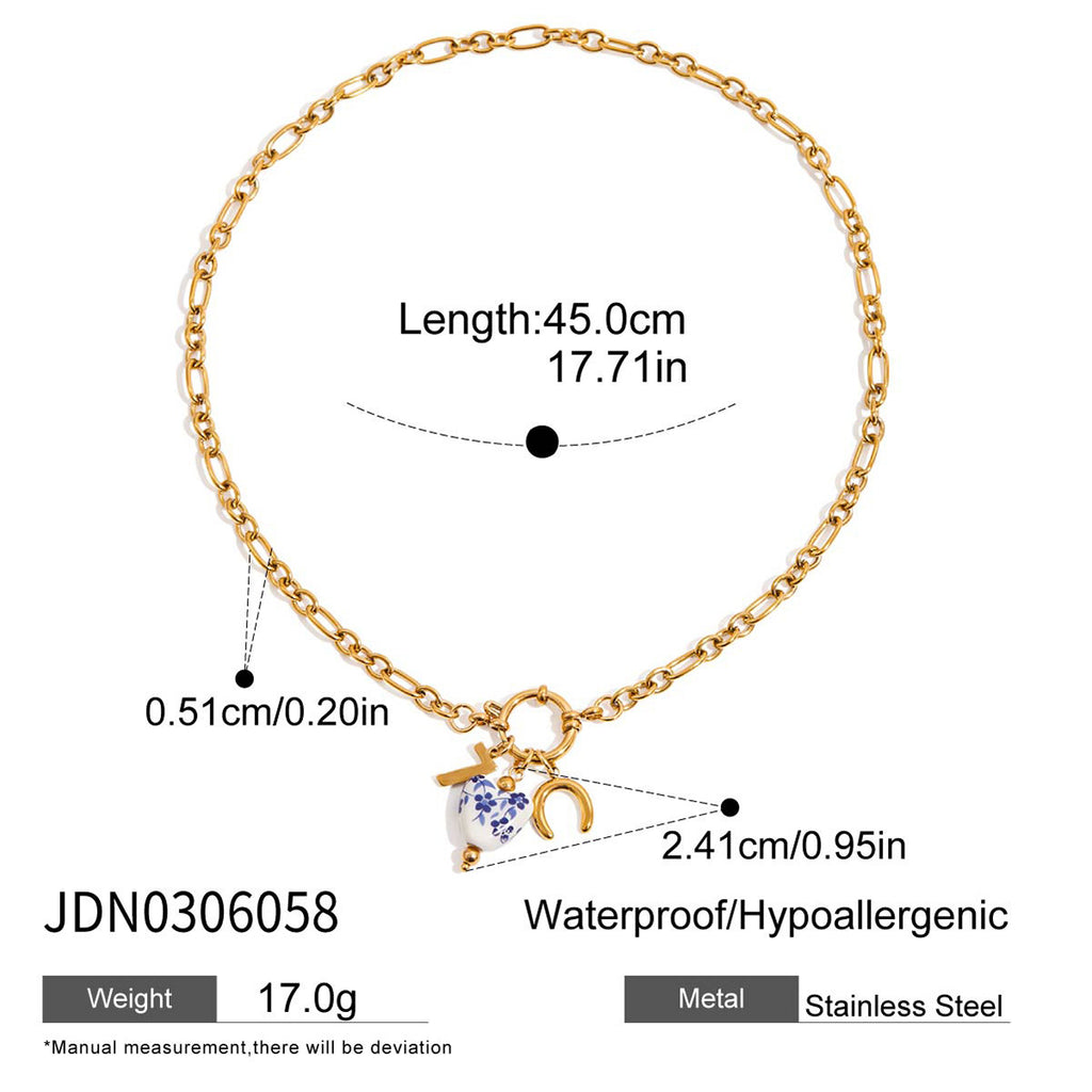 Moon and pearl charm necklace dimensions