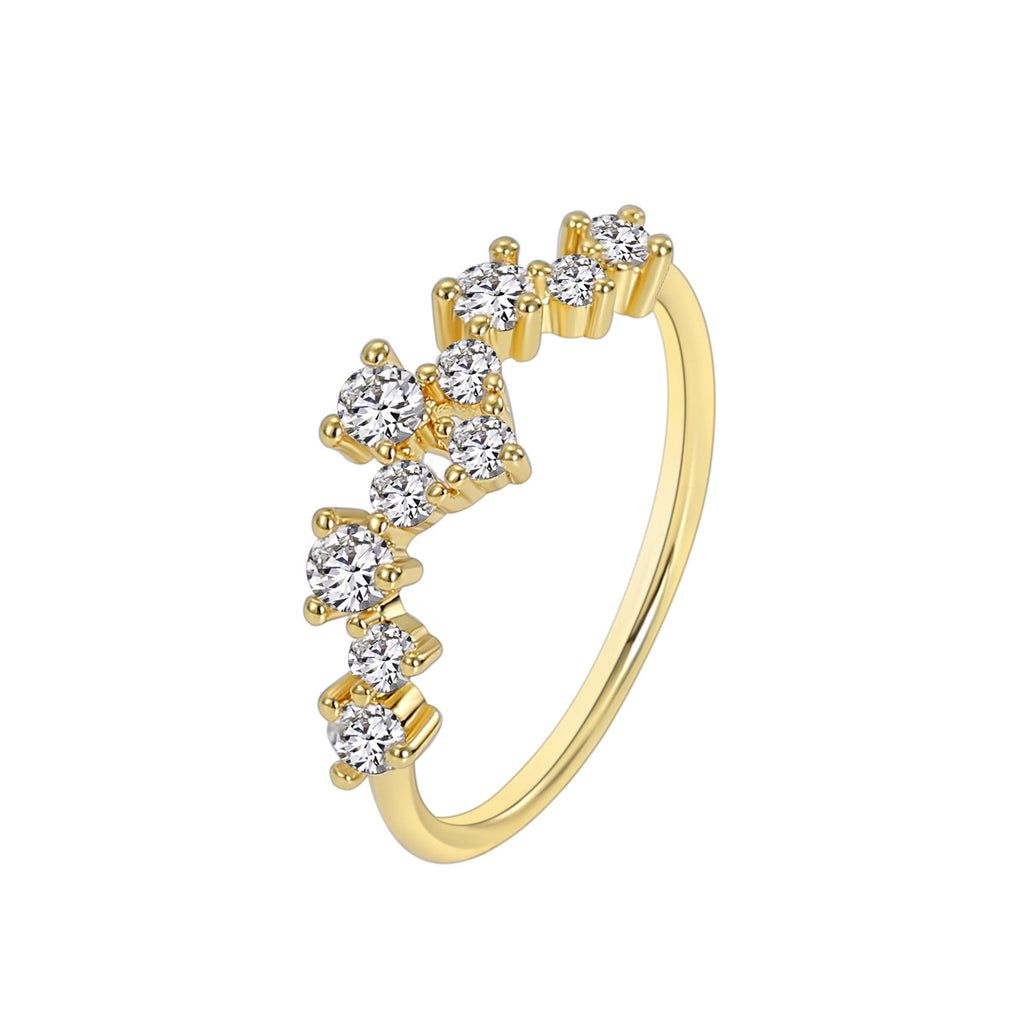 white-background product view of scattered stone cluster ring