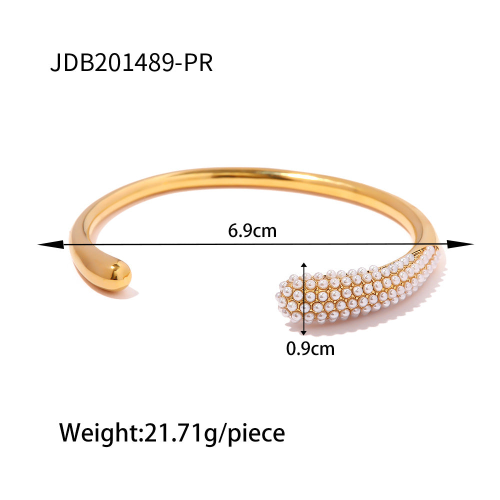 Gold plated pearl-look accent cuff dimensions