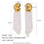 pearl tassel earrings with 95 mm length and material measurements