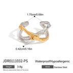 Two-Tone Sculptural Stainless Steel Ring Collection size and proportion reference