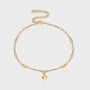 gold plated mixed-link anklet with heart drop and clear stones