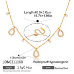 Open teardrop charm necklace size illustration