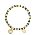 isolated starfish medallion bracelet with mottled blue-green beads