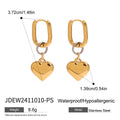Gold-Tone Heart Charm Stainless Steel Hoop Earrings size and proportion reference