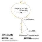 Geometric tab Y-necklace length and center-drop diagram