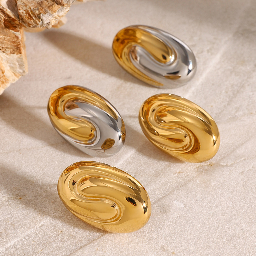 Geometric Stainless Steel Stud Earring Collection shown on model