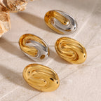 Geometric Stainless Steel Stud Earring Collection shown on model