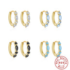 gold plated 925 sterling silver marquise stone huggie earrings — product image 1 of 9