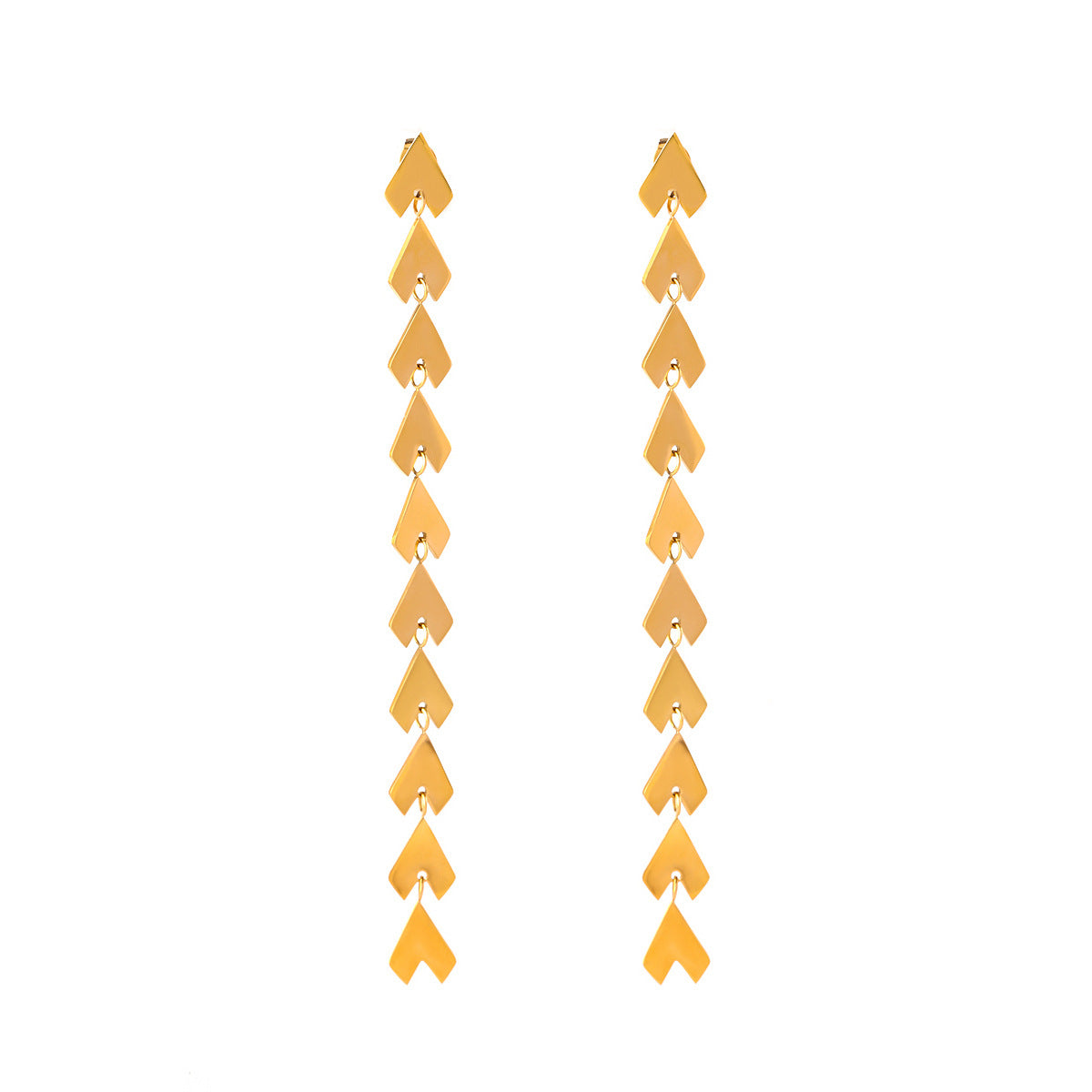 Gold Plated Chevron Tassel Stainless Steel Drop Earrings – product view 4