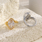 back view of gold plated and silver-finish stainless steel bypass rings