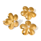 Gold Plated Clear Zirconia Floral Stud Earrings – product view 4