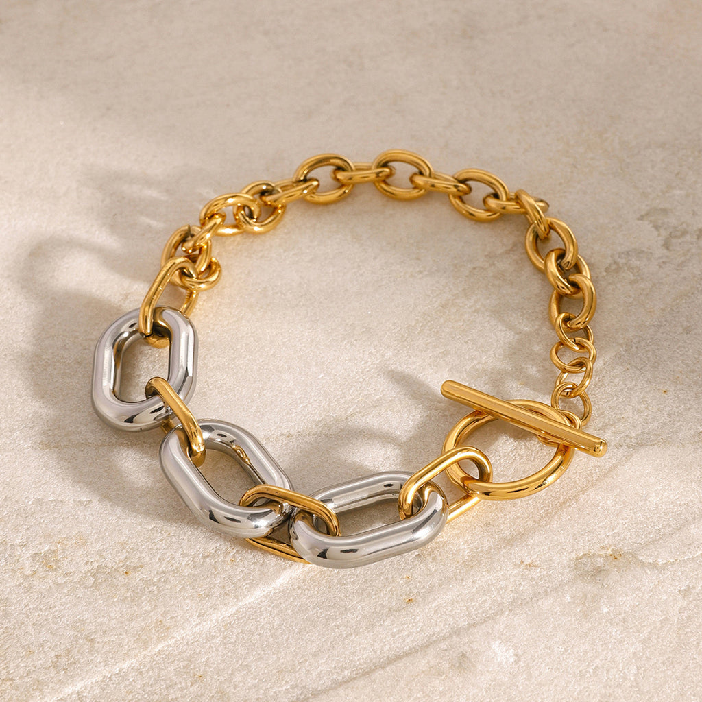 Mixed-Finish Circular Link Stainless Steel Jewelry Collection — wholesale view 3