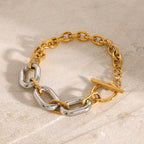 Mixed-Finish Circular Link Stainless Steel Jewelry Collection — wholesale view 3