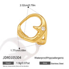 Moon-face open ring dimensions and material chart