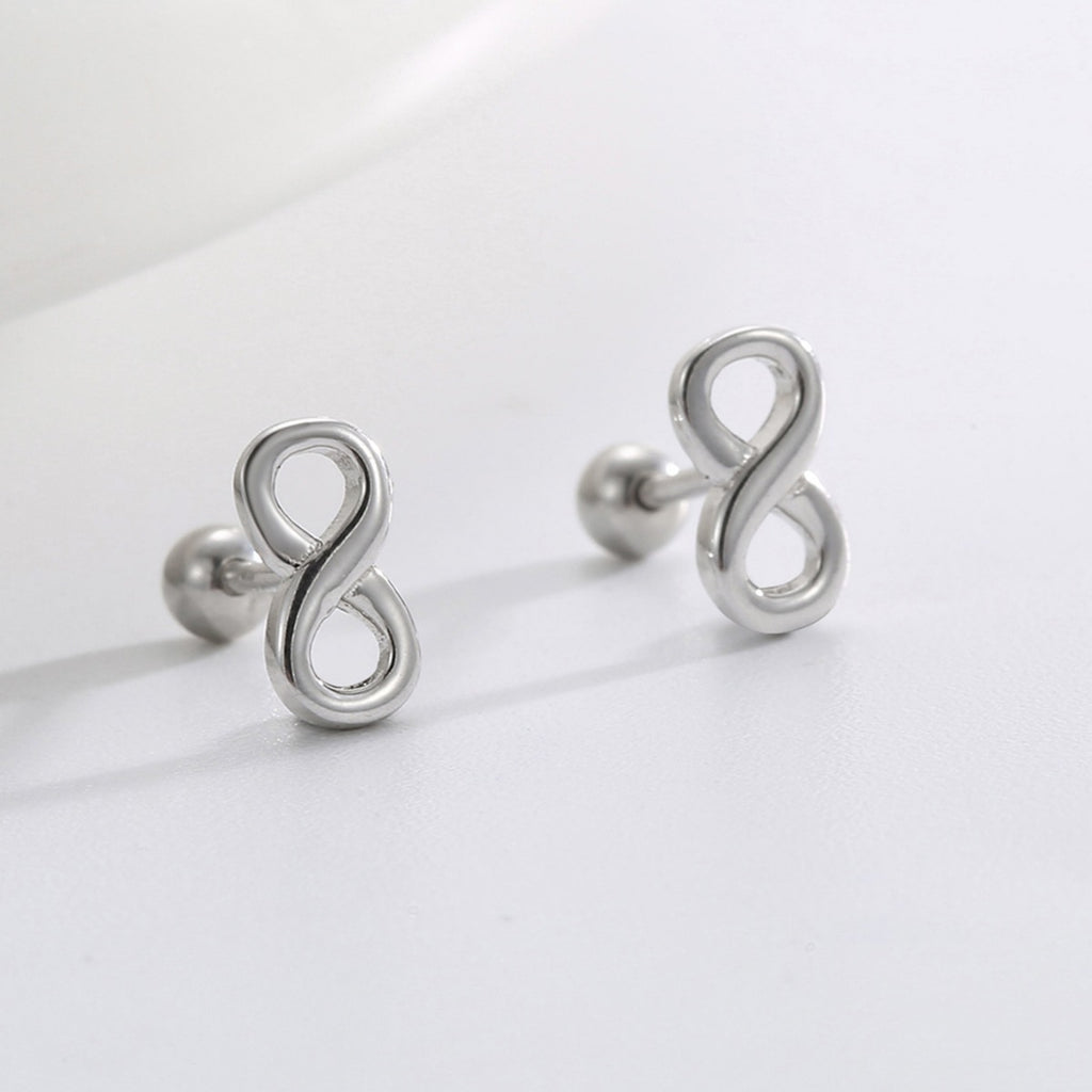 front view of polished silver infinity flat-back studs