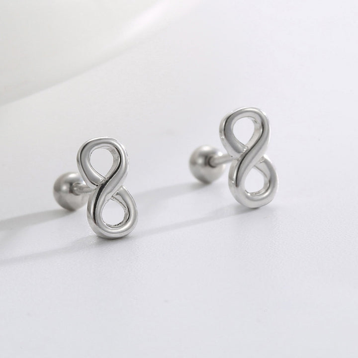 front view of polished silver infinity flat-back studs
