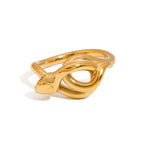 Gold-Tone Snake Stainless Steel Statement Ring – front view