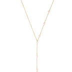 full pearl station Y necklace with a centered vertical drop