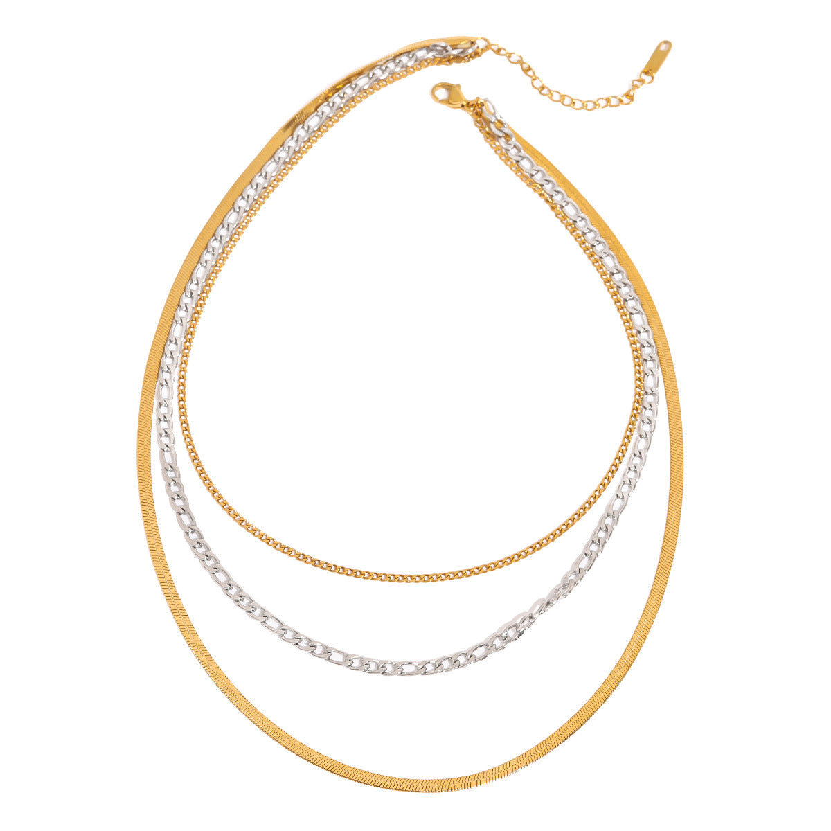 Two-Tone Layered Stainless Steel Chain Necklace – product view 4