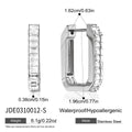Clear-stone steel color rectangular hoops with measurements