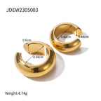 Gold-Tone Stainless Steel Hoop, Stud and Ear Cuff Collection size and proportion reference