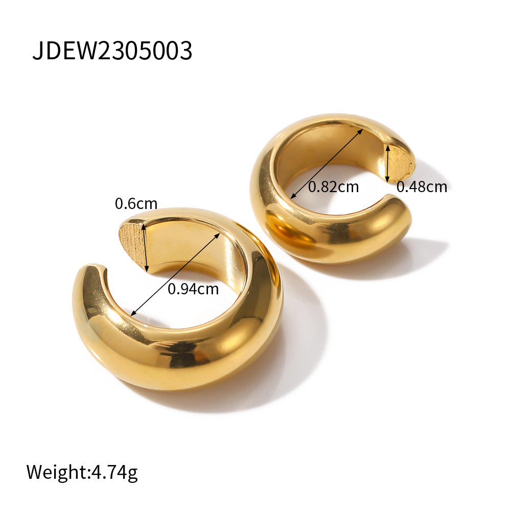 Gold-Tone Stainless Steel Hoop, Stud and Ear Cuff Collection size and proportion reference