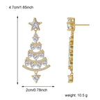 Christmas tree earring front and side size diagram showing 47 by 20 mm