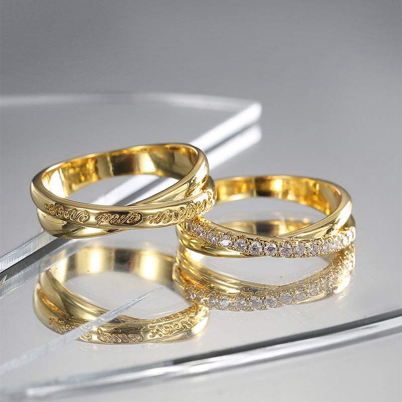 close view of the script-style engraving and zirconia row