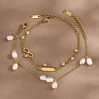Two gold tone bracelet options showing lobster clasps and extenders