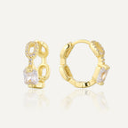 gold plated 925 silver chain-link huggies with clear zirconia