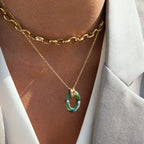 Wholesale Gold Plated Stainless Steel Resin Pendant Necklace Collection - side profile