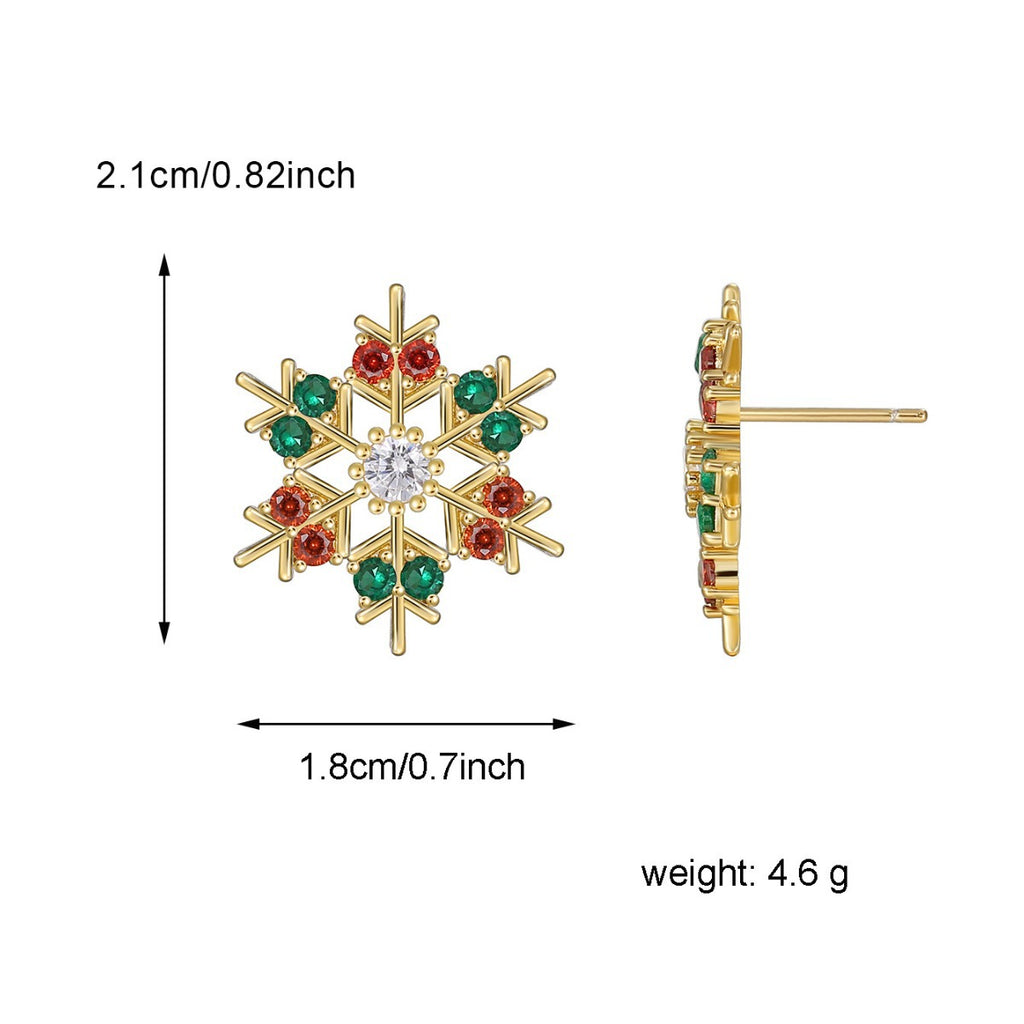 Snowflake stud front and side size image showing 21 by 18 mm