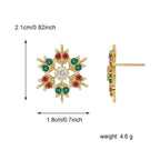 Snowflake stud front and side size image showing 21 by 18 mm