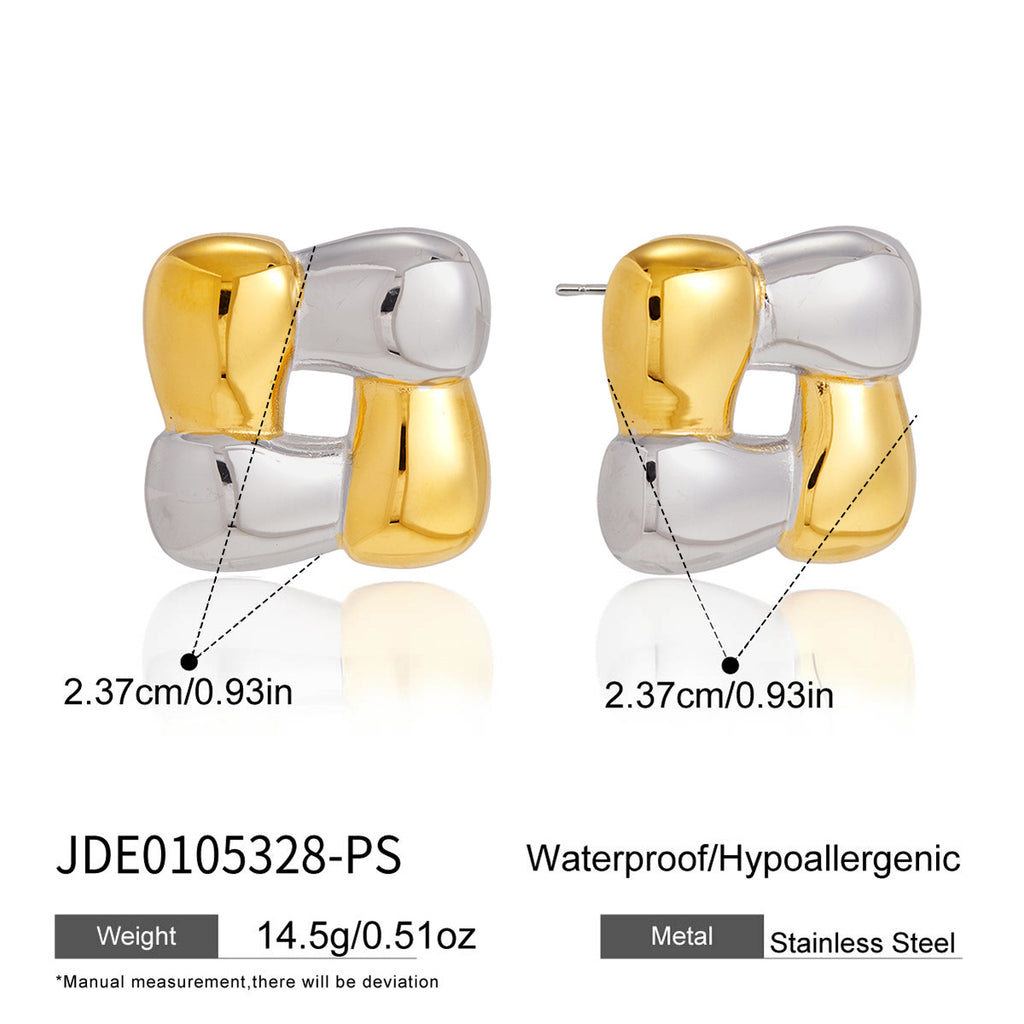Two tone square stud front and back with dimensions