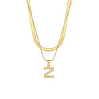 Imitation pearl letter Z pendant on layered stainless steel chains