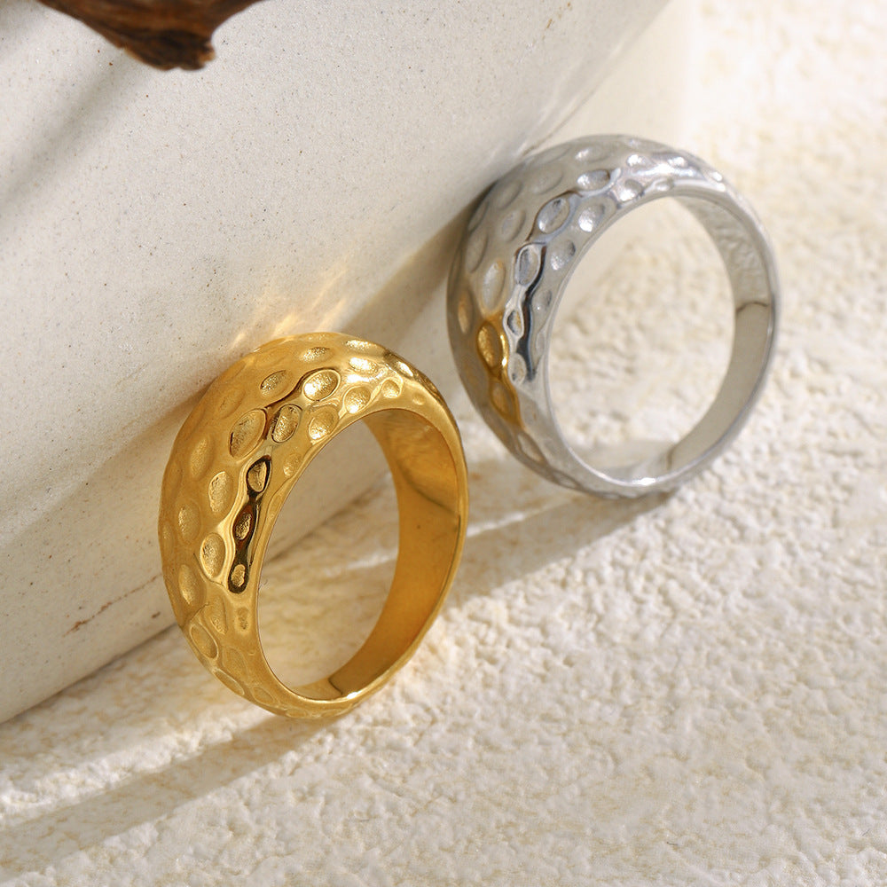 side view of the broad dimpled stainless steel rings