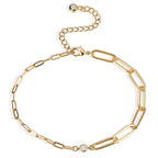 isolated graduated-link anklet with three clear stones
