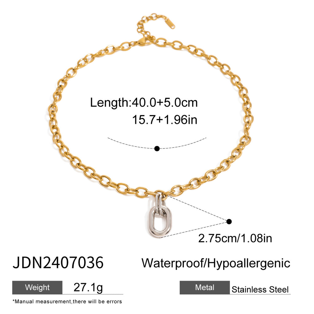 Mixed-Finish Circular Link Stainless Steel Jewelry Collection — wholesale view 6