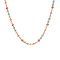 Gold plated stainless steel chain with multicolor bead accents