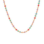 Gold plated stainless steel chain with multicolor bead accents