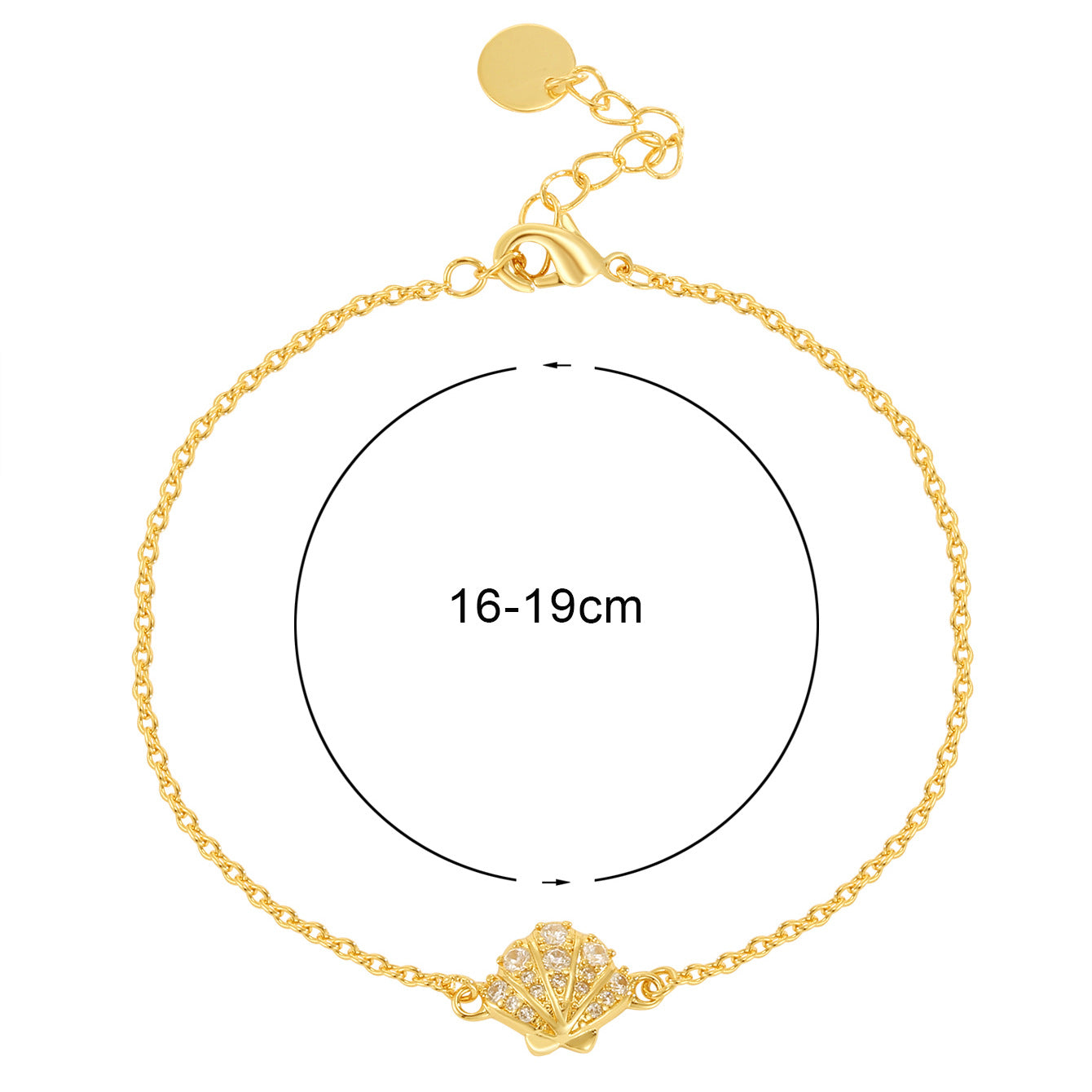 seashell station bracelet with supplier-listed 16 to 19 cm length