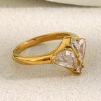 side view of the open-back butterfly clear stone ring