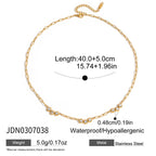 Stone-accent link necklace with length guide