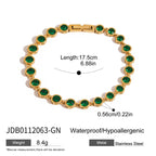 Continuous green round-stone bracelet dimensions