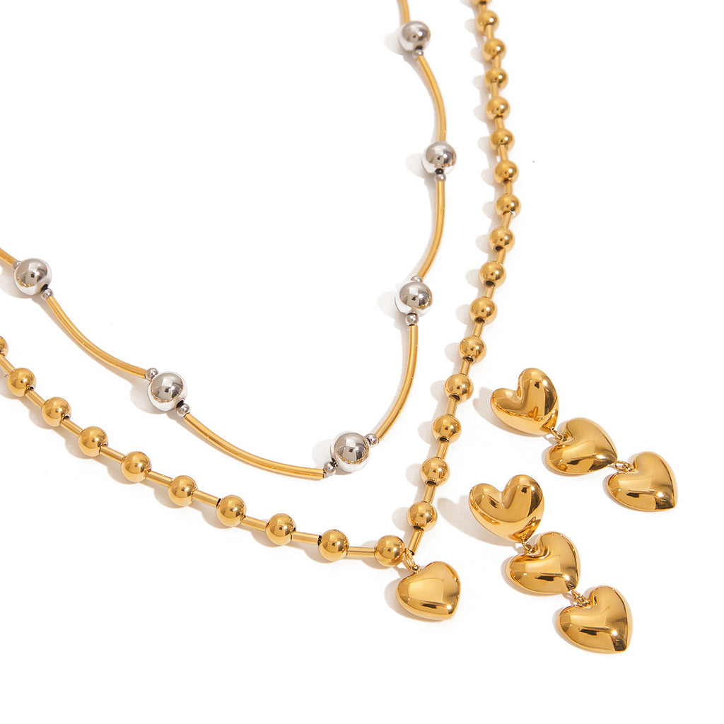 Gold Tone Stainless Steel Heart, Floral and Pendant Jewelry Collection — white oval pendant necklace option