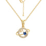 isolated gold plated orbit planet necklace with lobster clasp