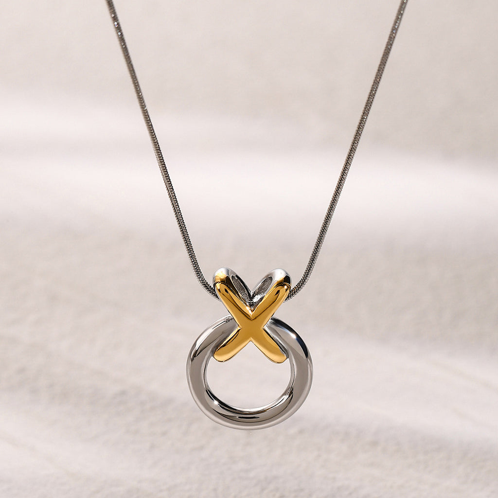 Interlocking Circle Stainless Steel Pendant Necklace Collection close-up product view